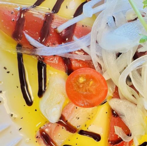 タイとマグロのカルパッチョ