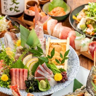 【華麗套餐】3小時無限暢飲、9道菜、6,000日元，享受豪華海鮮和豪華肉類菜餚的富山之夜