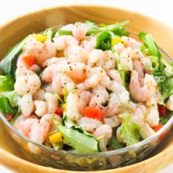 甘海老とクリームチーズのジェノベーゼサラダ
