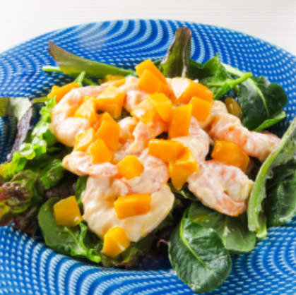 Shrimp mayonnaise salad with mango sauce
