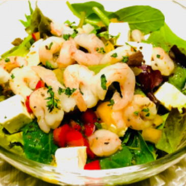 Sweet shrimp and cream cheese sesame salad