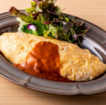 Creamy shrimp omelet rice