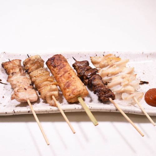 Assortment of 5 kinds of grilled chicken omakase