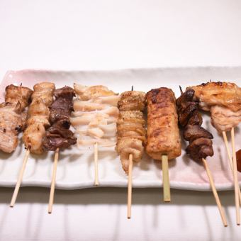 Assortment of 8 types of grilled chicken omakase