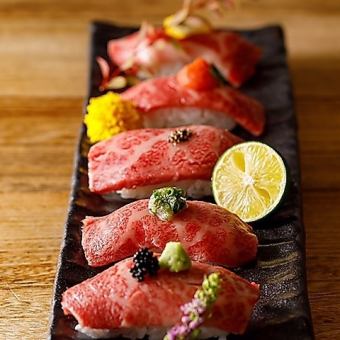 〈国産和牛＆炙り肉寿司食べ放題〉全70品食べ放題+2Hソフトドリンク飲み放題 5,500円→4,500円