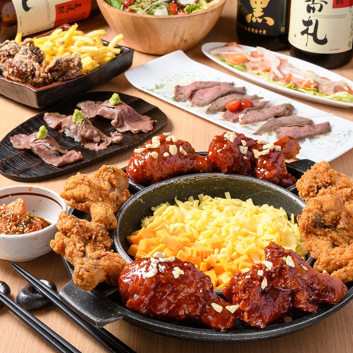 SNS映えするUFOチキンやタッカルビ等韓国料理のコースもご用意！