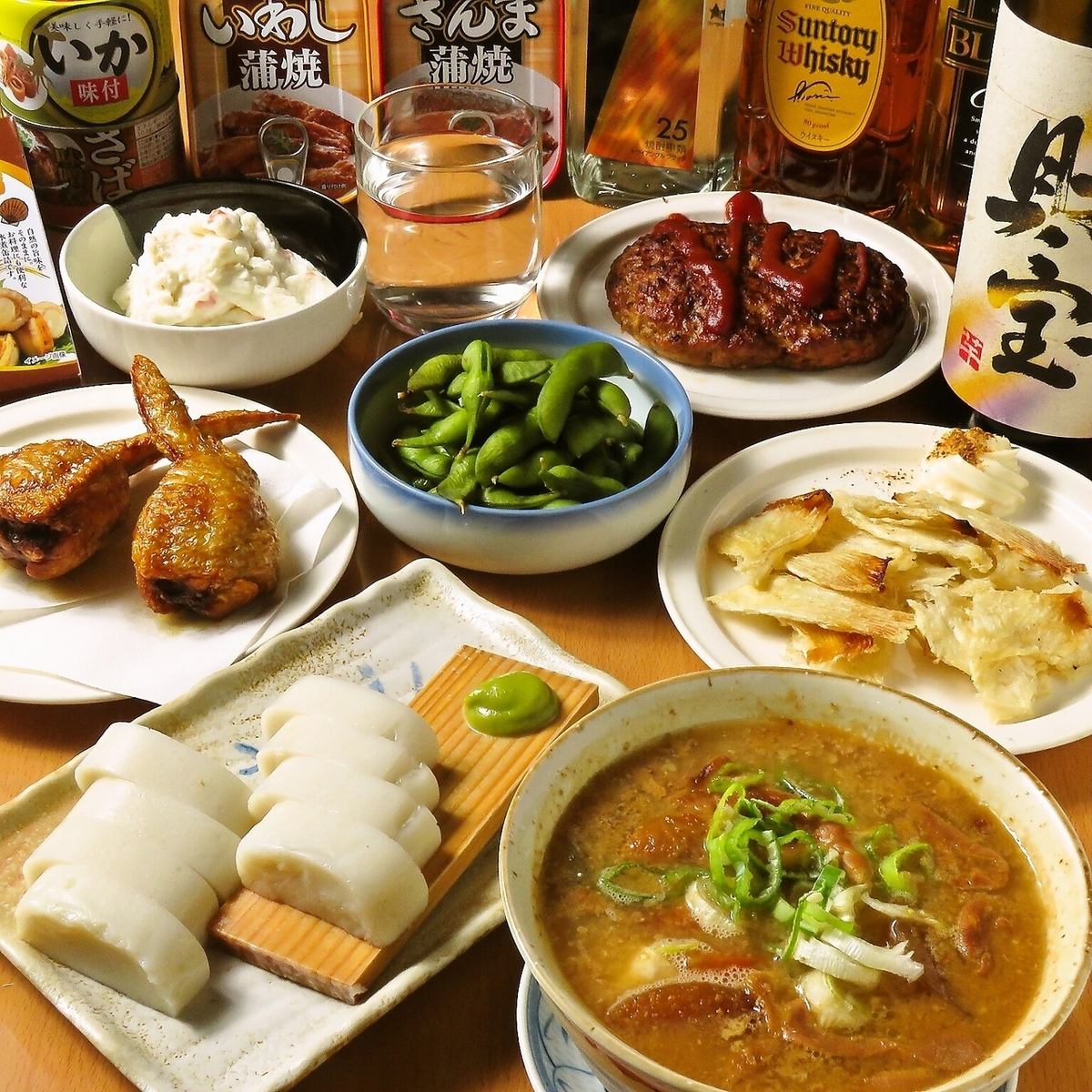 種類豊富な缶詰、お酒にあるおつまみ用意されています！