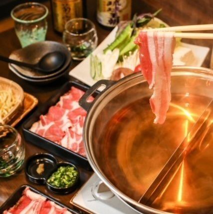 [120 minutes all-you-can-drink included] "Agu pork dashi shabu-shabu hotpot course" served with our proud oden dashi