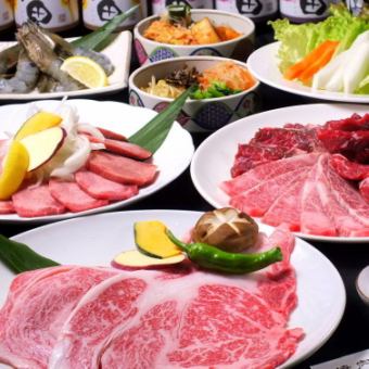 [Includes 2 hours of all-you-can-drink] 6,000 yen course where you can enjoy various parts of authentic Wagyu beef