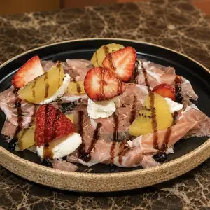 Prosciutto and fruit mascarpone