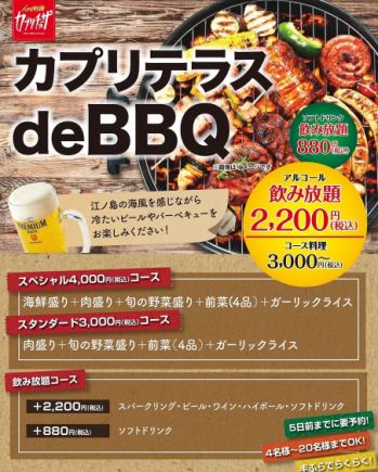 【カプリテラスdeBBQ】スタンダードコース肉盛り含む全4種3,000円(税込)