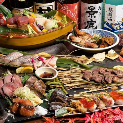 Draft beer and local sake included [Yaezakura course] 8 dishes including steak and straw-grilled platter ◆ Sunday to Thursday 3 hours / weekend 2 hours all-you-can-drink ◆ 7500 ⇒ 7000 yen