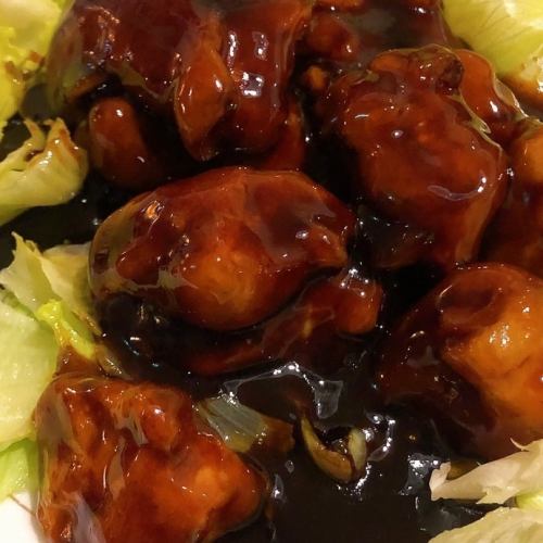 Sweet and sour pork with authentic Chinese black vinegar