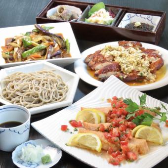 団体貸切向けお蕎麦のコースを２時間フリードリンク付きで。