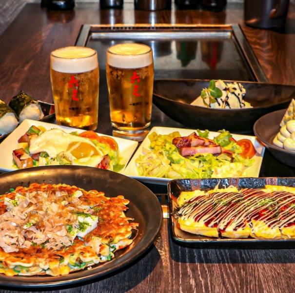 六三自慢のお得に楽しめるセットをご用意！お好み焼き、焼きそばや鉄板料理などあります！