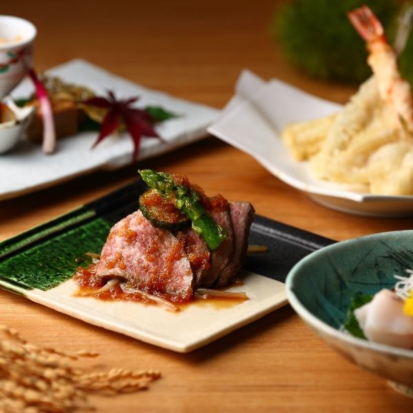 【野心】享受嚴選的食材…椒鹽烤和牛、5種生魚片等7道菜品1萬日圓