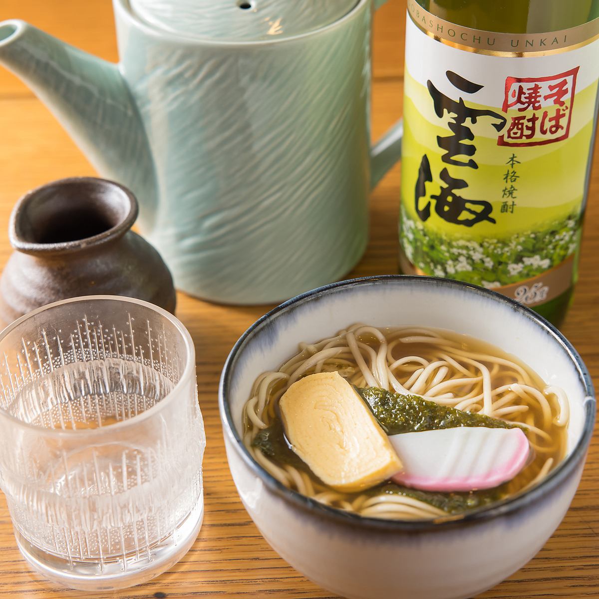 まろやかで奥深い味わいが楽しめる、焼酎の蕎麦湯割りもオススメ