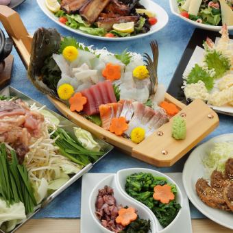 2H飲み放題付【特選コース】豪華舟盛り合わせ、自慢の逸品など豪勢な料理〈全10品〉6000円(税込)