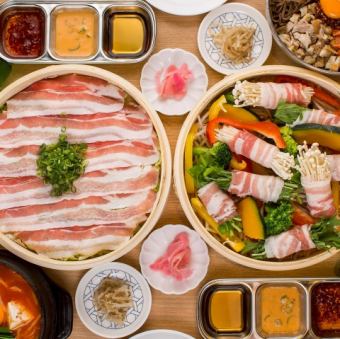 5/8~【食べ飲み放題】●日~木限定●蒸しサムギョプサル含む80品食べ飲み放題★3980→3480円