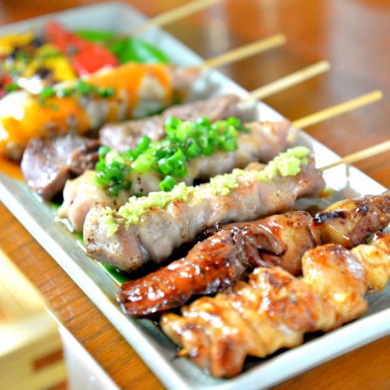 Our proud skewers are carefully grilled one by one over authentic binchotan charcoal.