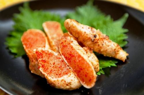 Grilled cod roe with grated radish