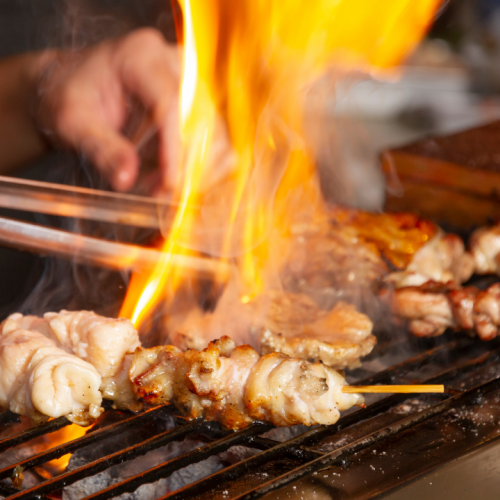 Exquisite charcoal grilled skewers that show off expert technique