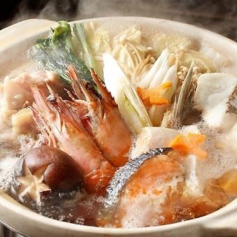 【無制限飲み放題付】厳選した旬の海鮮を使用した季節のお鍋『極上コース』 全9品6000円⇒5000円