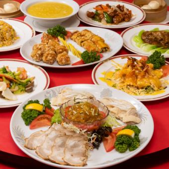 選べるエビに海鮮三鮮炒め,牛肉と青菜煮込み等★全12品万里おすすめコース4000円(税込)