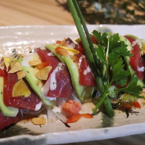 Tuna and avocado carpaccio