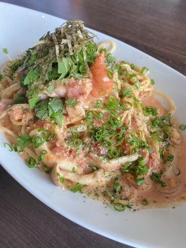 明太トマトクリームパスタ