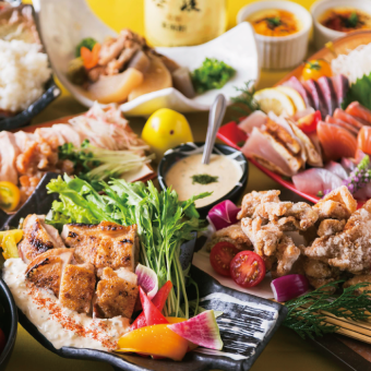 【日ー木曜限定】　２時間飲み放題付き大山鶏×鮮魚の全６品スタンダードコース3500円(税込)