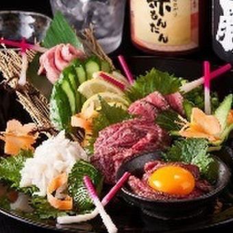 リニューアル☆【3時間飲み放題付き】馬刺しと鮮魚の旨得コース5500円⇒4500円