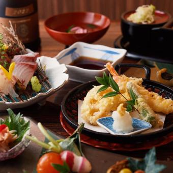 リニューアル☆【3時間飲み放題】馬刺しと鮮魚、季節の天ぷらの八八贅沢コース6000円⇒5000円