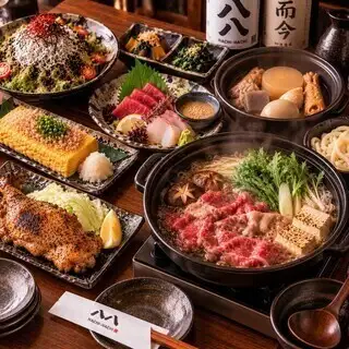 リニューアル記念☆【３H飲み放題付】全8品！八八の和牛すき焼きコース6500円→5500円