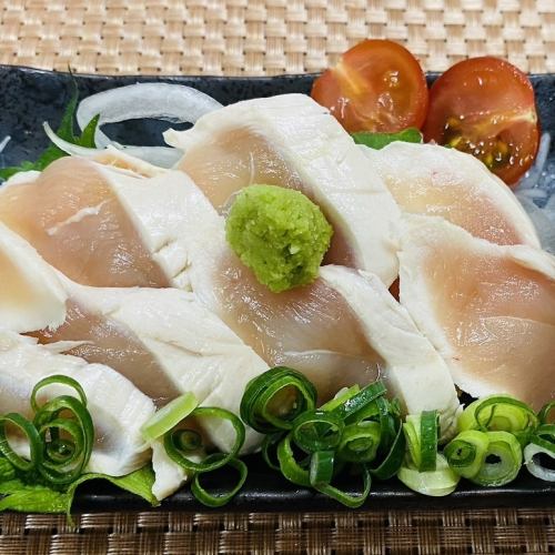 朝湯挽き!ささみ刺身わさび醤油