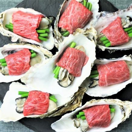 【看板】牡蠣肉・炙り寿司・国産牛ステーキなど7品+200種飲放「GAMプレミアムコース」6,500円