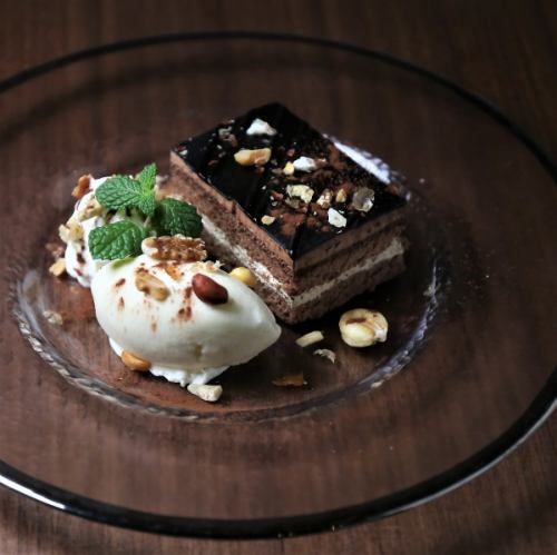 opera cake and gelato