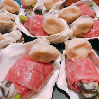 【歓送迎会限定コース】おすすめメニュー、牡蠣肉、肉寿司、ステーキなど全9品+200種飲み放題