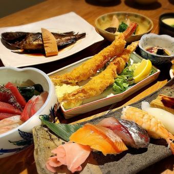 秘伝熟成タレの煮魚付き◎にぎり寿司コース(月～木、10名様まで限定)