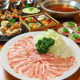  《120分飲み放題付き》【豚しゃぶコース】◆8品5000円(税込)温泉券付き