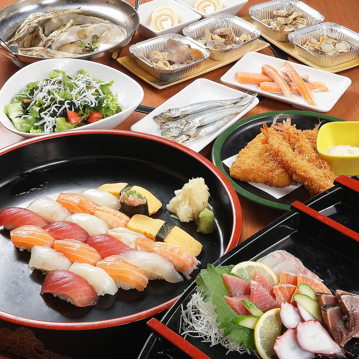 刺身や寿司、浜焼きなどが食べ放題！種類豊富な海鮮をご堪能◎