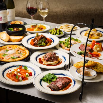 《土日祝ランチ限定》前菜盛り、デザート付◆4種のピザ＆5種のパスタ食べ放題　2500円