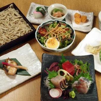 【迷ったらまずはコレ！】おそば・天ぷら・お刺身込み★たびとコース<全7品>
