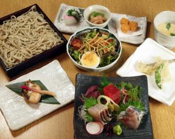 【迷ったらまずはコレ!】おそば・天ぷら・お刺身込み★たびとコース<全7品>