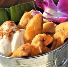 "Chuichin" Fried banana with cinnamon sugar and vanilla ice cream