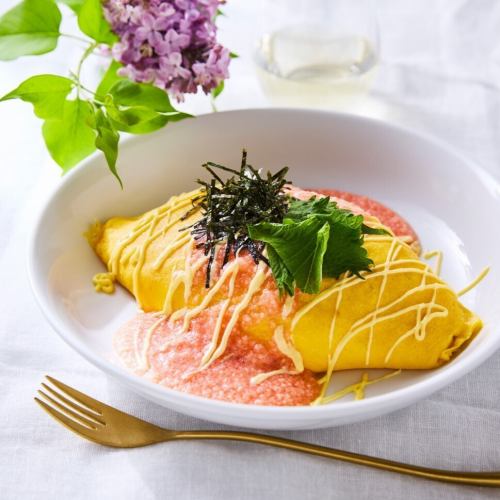 Spicy Pollack Roe and Grated Yam Omelette Rice