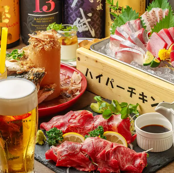 【大好評！】イチボのタタキ&茶ぶり含刺身6種盛付！【贅沢鹿児島黒牛コース】全9品+2時間[飲放]6000円