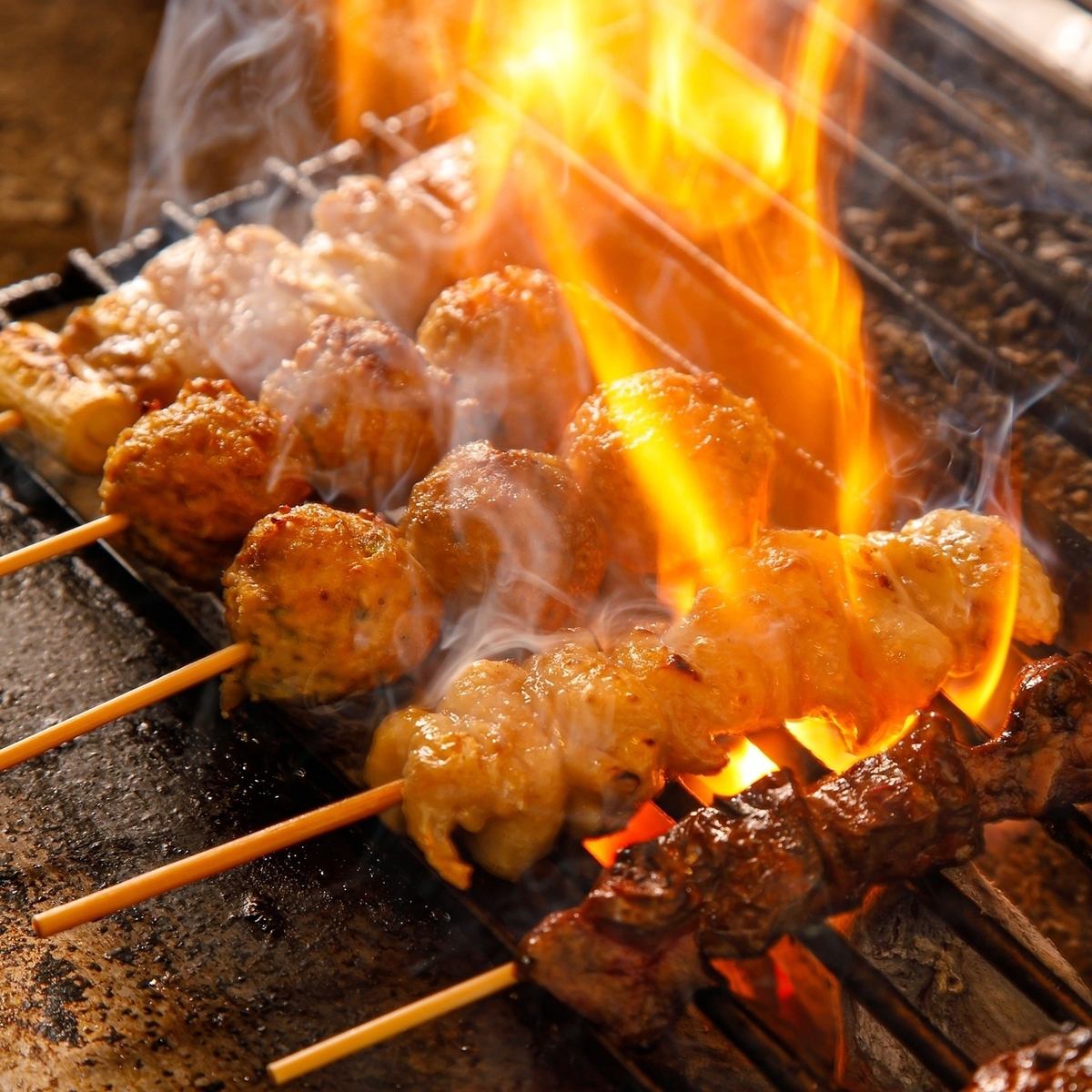 All-you-can-eat charcoal grilled yakitori at a great price!