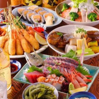 ヘ【生ビール付き3時間飲み放題】刺身5点◎焼き鳥・串揚げ食べ放題！豪華25品【5000円→4000円】