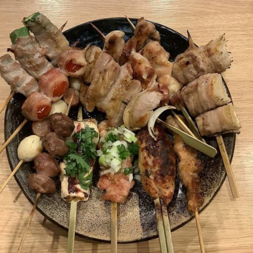 Boasting charcoal grilled skewers